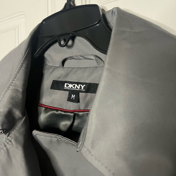 DKNY Gray Belted Trench Coat Medium Classic Double Breasted - Picture 9 of 16